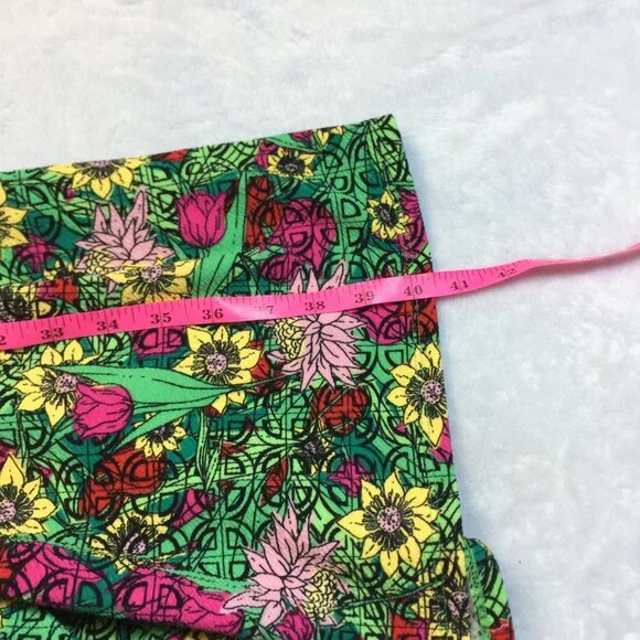 LuLaRoe Amelia Fit & Flare Dress Size L Womans Green Floral Short Sleeve Pleated - Picture 13 of 13